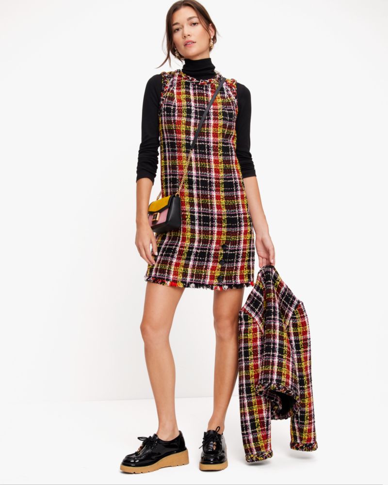 Kate Spade,Art Plaid Tweed Dress,