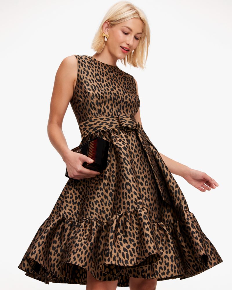 Kate Spade,Modern Leopard Brocade Dress,Cocktail,