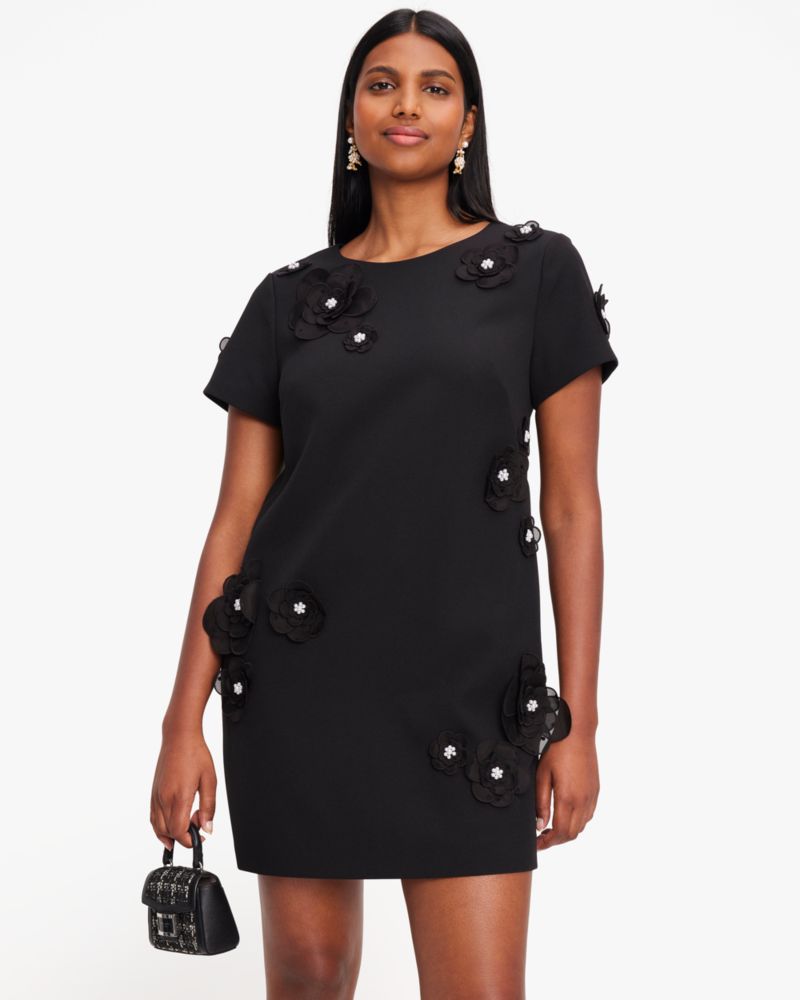 Kate Spade,Organza Flower Shirtdress,Cocktail,Black