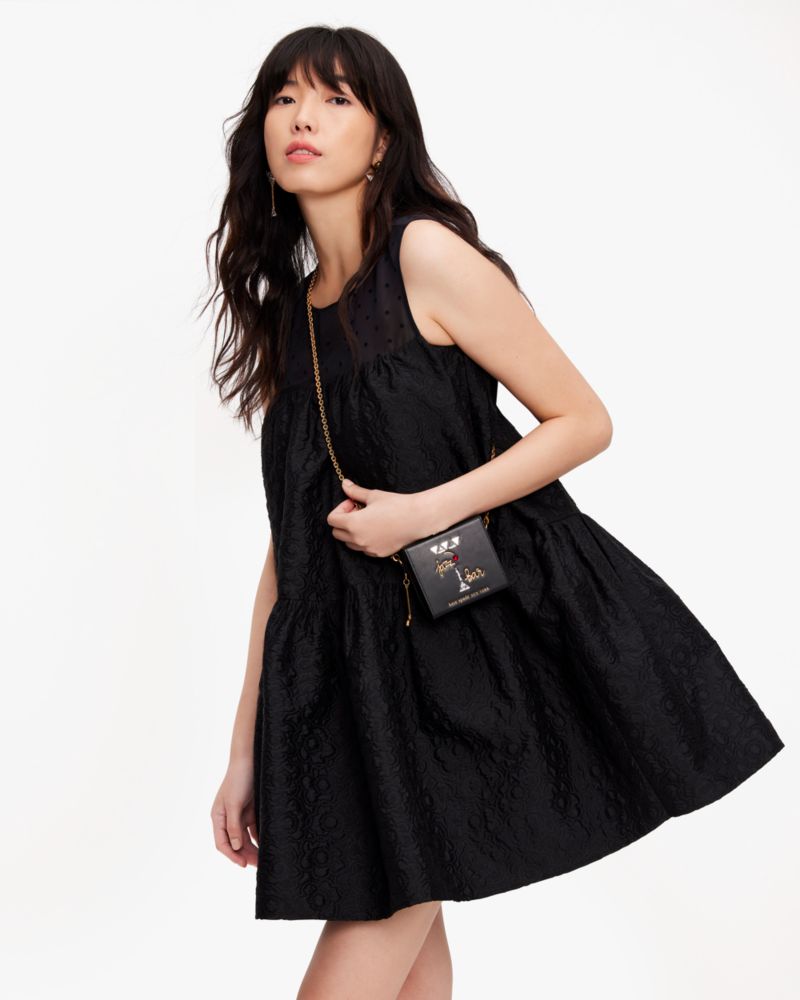 Kate Spade,Organza Dots Sleeveless Dress,Cocktail,Black