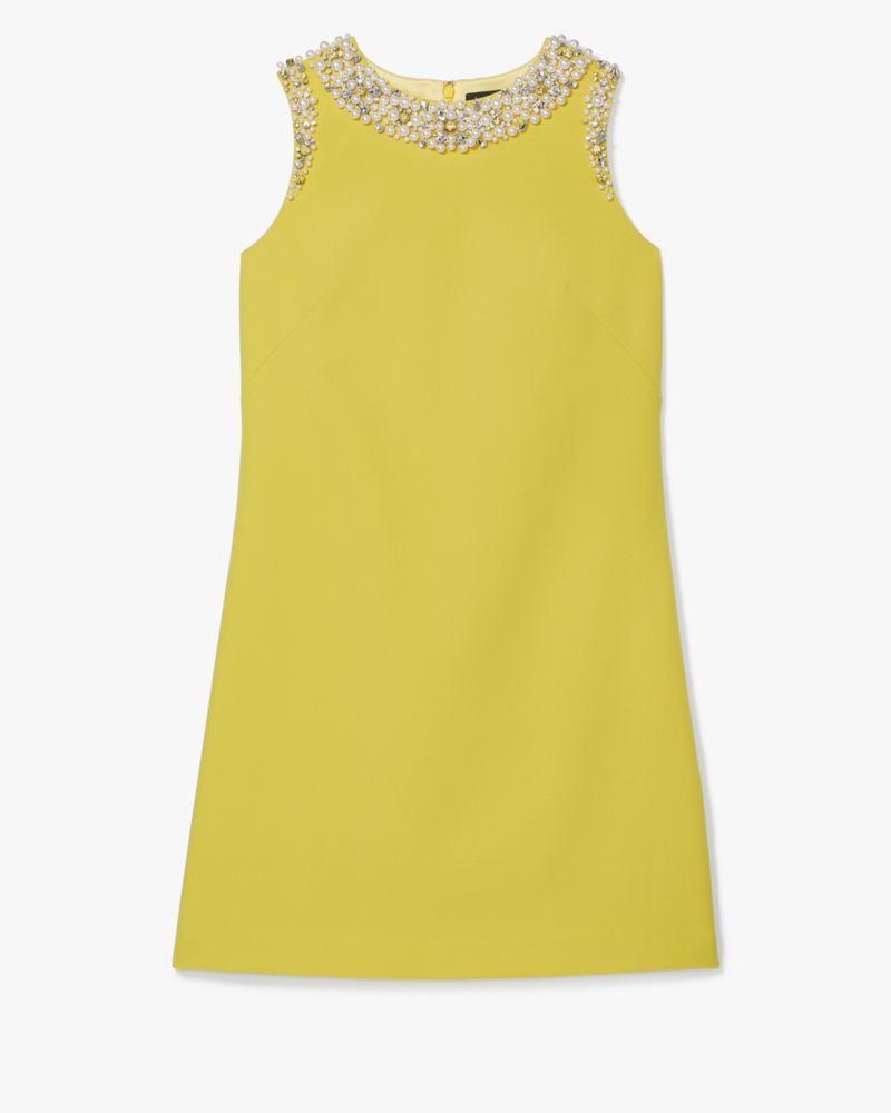 Kate Spade,Jeweled Crepe Shift Dress,Cocktail,Chartreuse Green