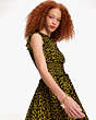 Kate Spade,Modern Leopard Smocked Waist Dress,Wear to Work,Chartreuse Green