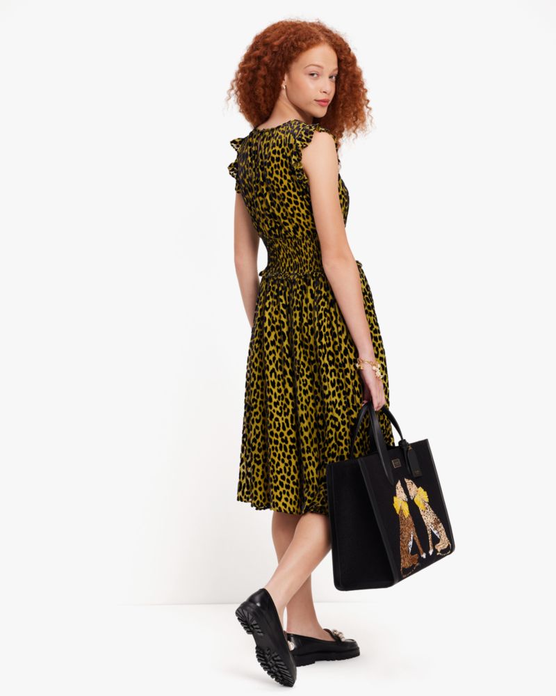 Kate Spade,モダン レオパード スモックト ウエスト ドレス,シャトル―ズ