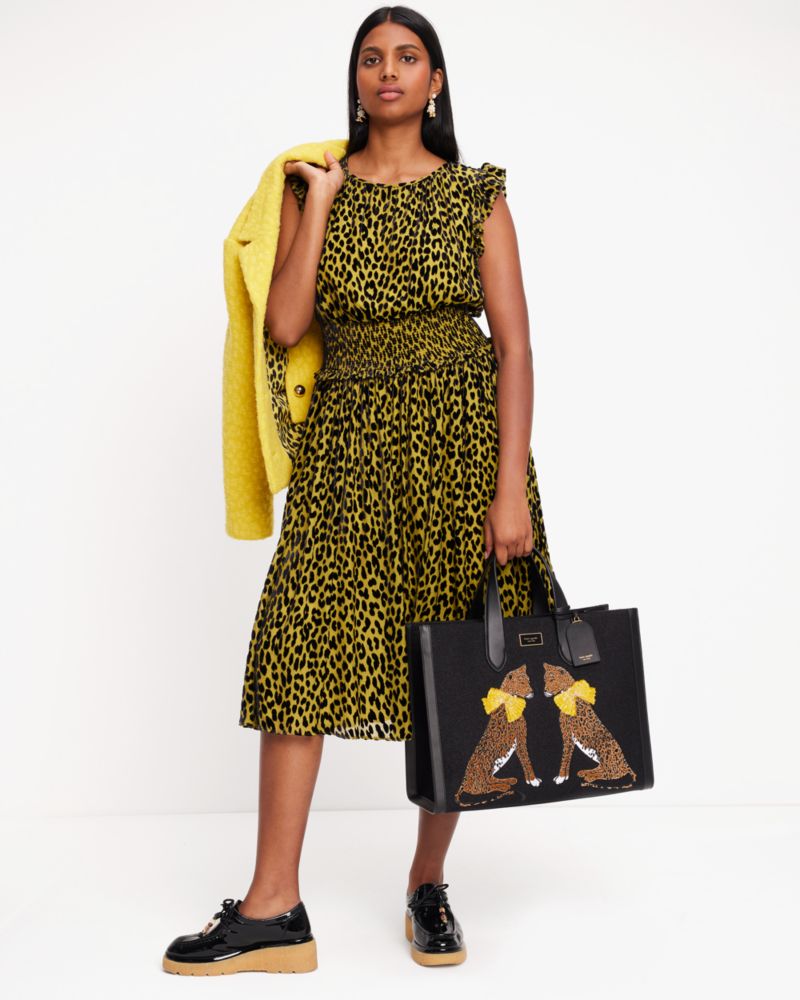 Kate Spade,モダン レオパード スモックト ウエスト ドレス,シャトル―ズ