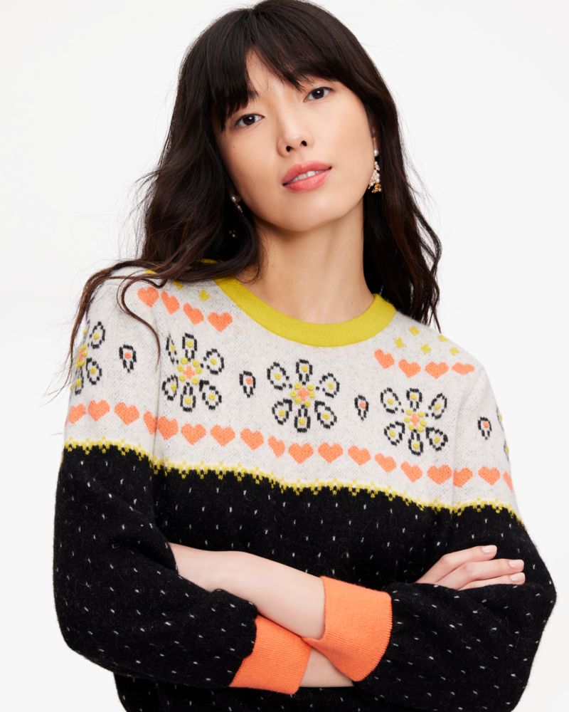 Kate Spade,Embroidered Fair Isle Sweater,