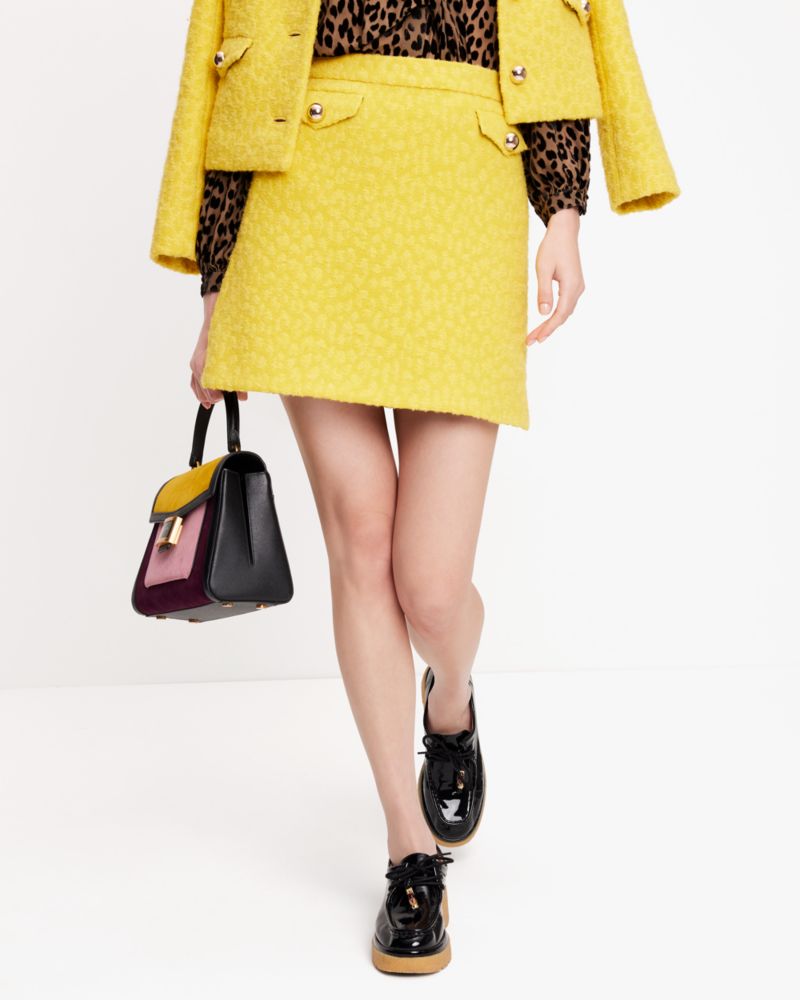 Kate Spade,Tonal Leopard Textured Skirt,Chartreuse Green