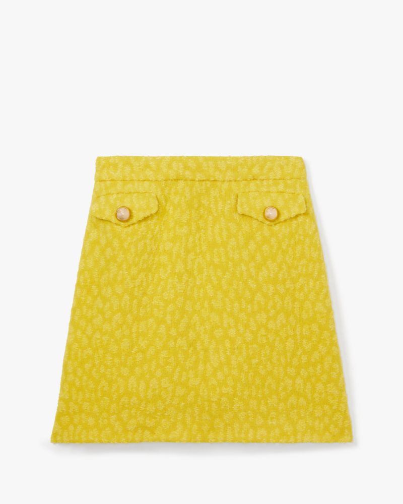 Kate Spade,Tonal Leopard Textured Skirt,Chartreuse Green