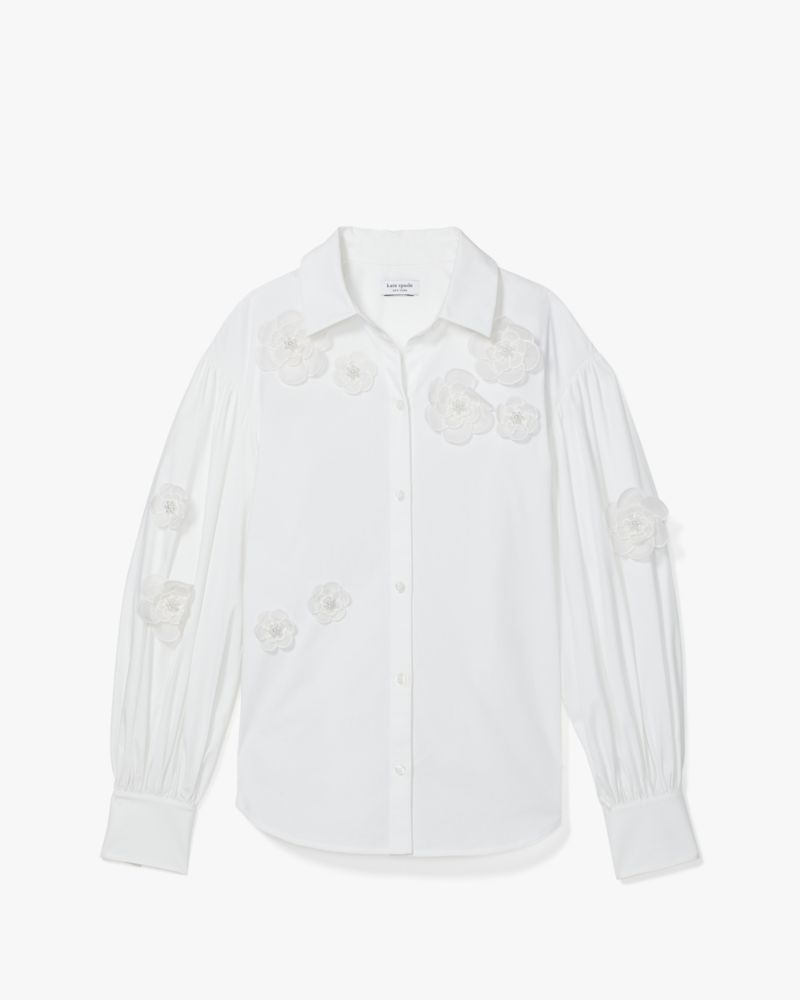 Kate Spade,Organza Flower Andie Shirt,Fresh White