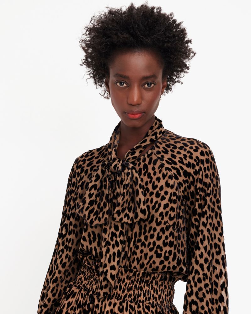 Modern Leopard Tie Neck Shirt | Kate Spade New York