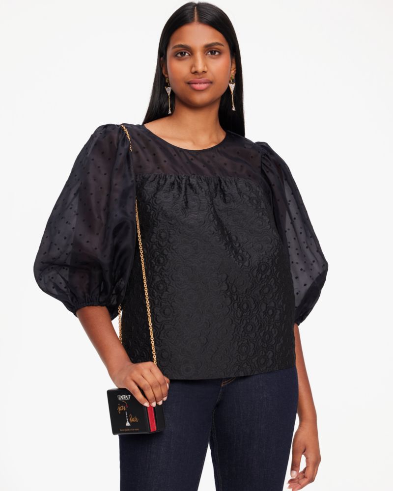 Organza Dots Puff Sleeve Top | Kate Spade New York | Kate Spade