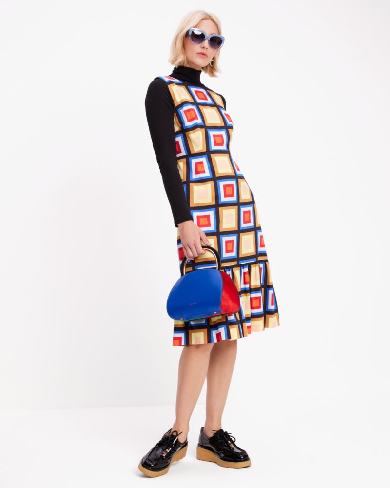 Kate Spade,Blocks Of Color Flounce Sheath Dress,Multi Color