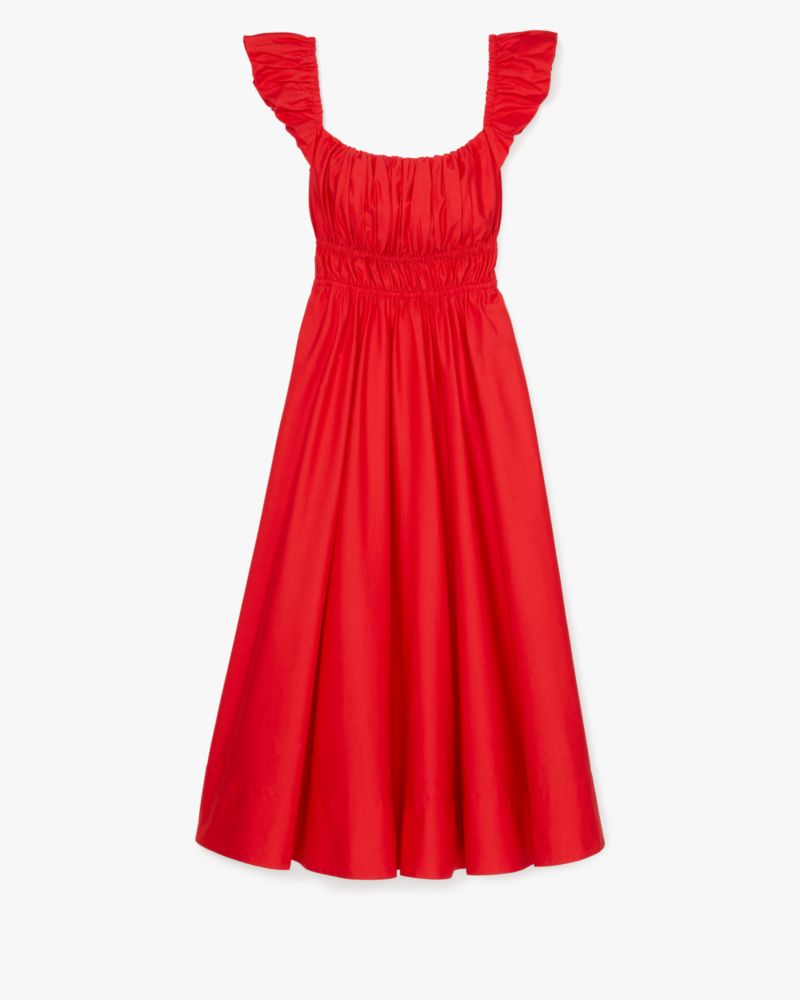 Kate Spade Poplin Smocked Dress, Engine Red - Medium