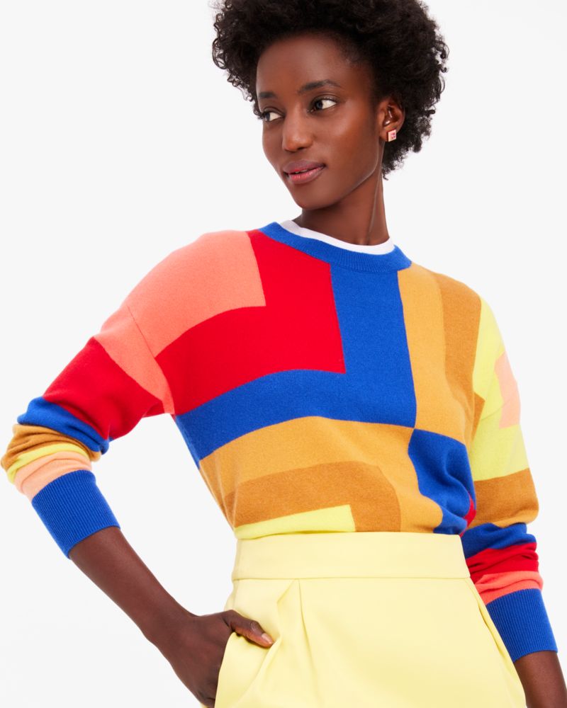 Kate Spade,Blocks Of Color Cashmere Sweater,