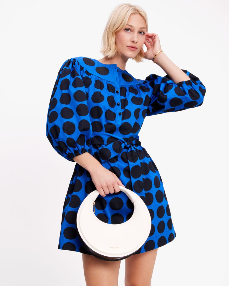 Kate Spade,Art Dots Puff Sleeve Dress,Wear to Work,Stained Glass Blue