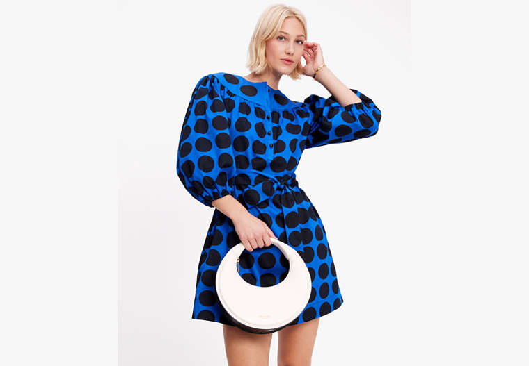 Kate Spade,Art Dots Puff Sleeve Dress,Wear to Work,Stained Glass Blue