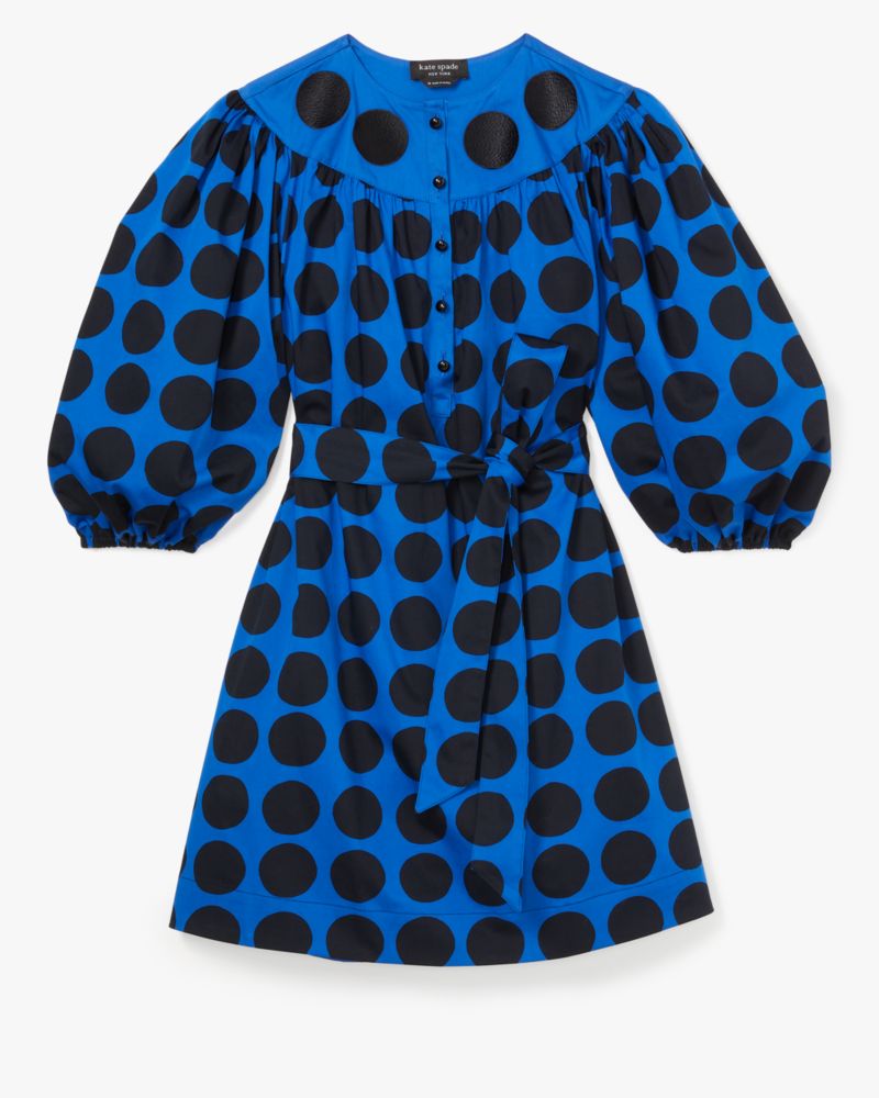 Kate Spade,Art Dots Puff Sleeve Dress,Wear to Work,Stained Glass Blue