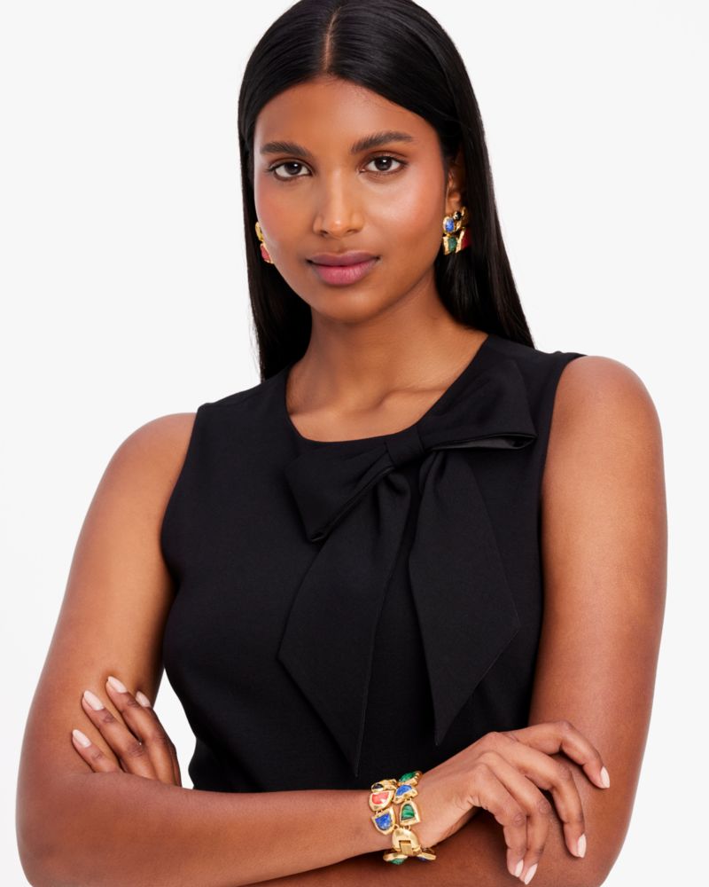 Kate Spade,Sleeveless Bow Ponte Dress,Sheath,Bow,Cocktail,Black