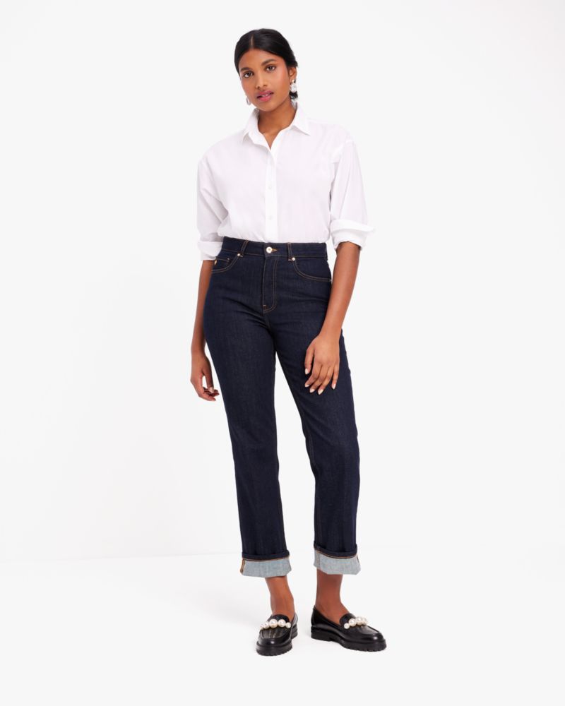 Kate Spade Wide-leg Cuffed Denim Pants