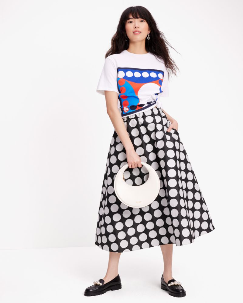 Kate Spade,Art Dots Tee,Cotton,T Shirt,Casual,White