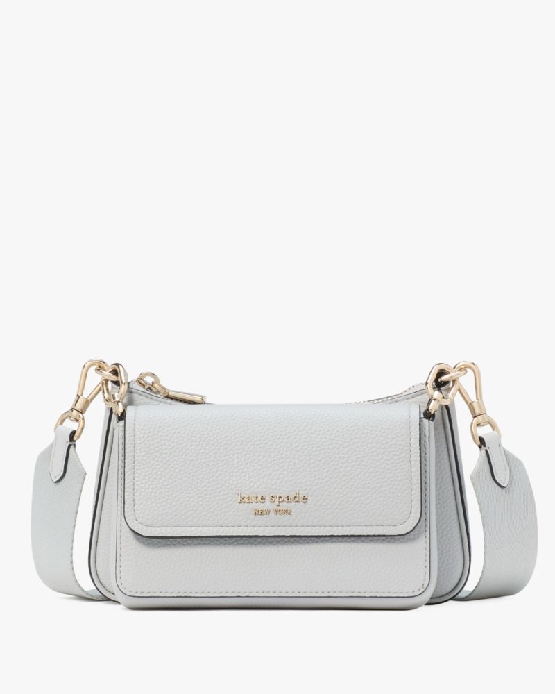 Kate Spade,Double Up Pebbled Leather Crossbody,Leather,Crossbody,Logo,Metal,Day Party,