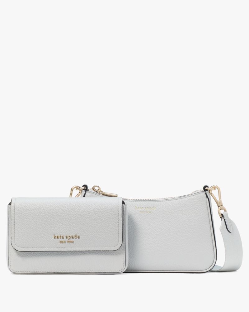 Kate Spade,Double Up Pebbled Leather Crossbody,Leather,Crossbody,Logo,Metal,Day Party,