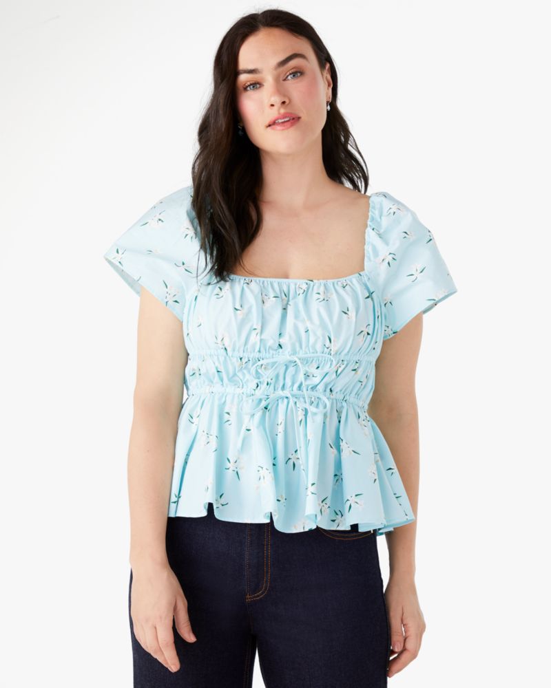 Kate Spade,オレンジ ブロッサム トス スクエア ネック トップ,ウェア,