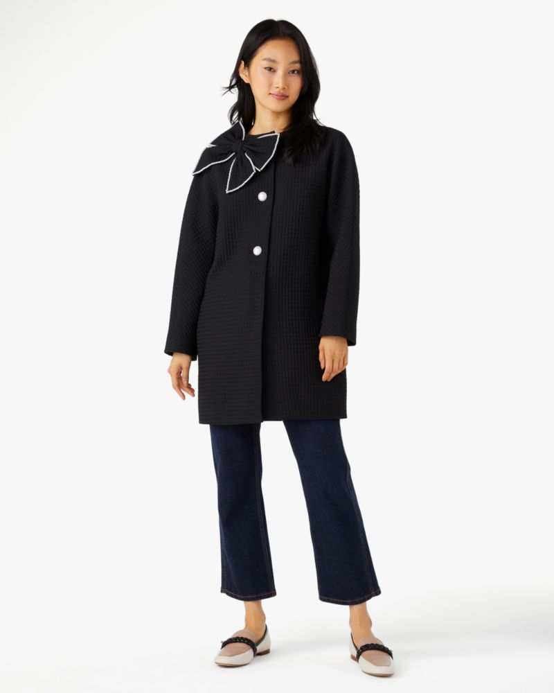 Kate Spade,Pearl-Embellished Dorothy Coat,Black