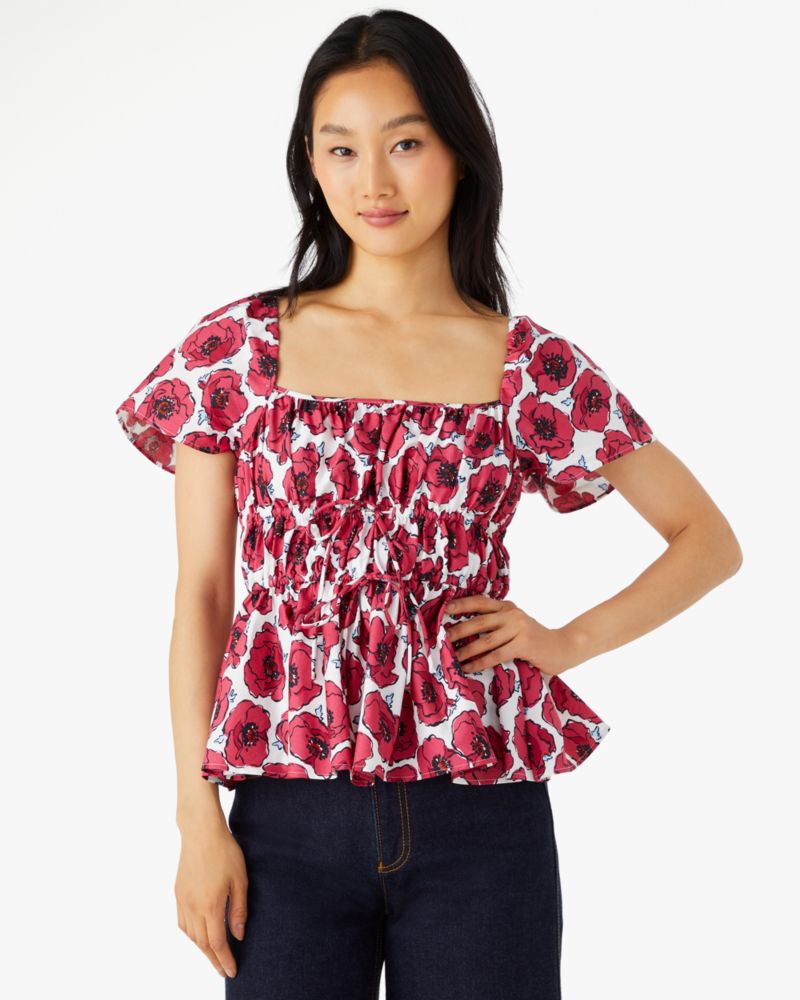 Poppy Toss Square-neck Top