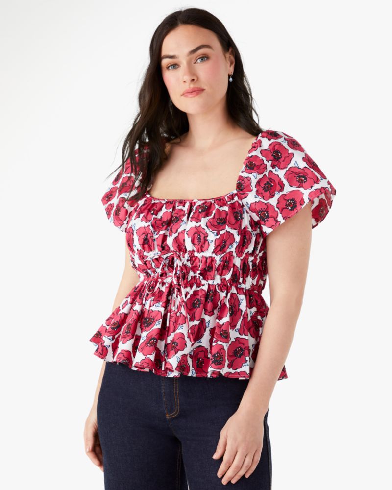 Poppy Toss Square-neck Top