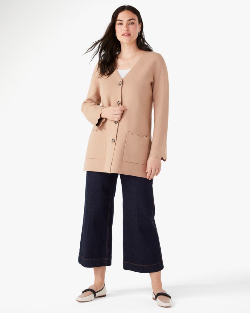 Kate Spade,Scalloped Sweater Blazer,Camel