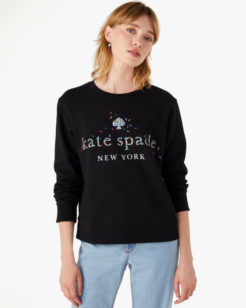 Kate Spade,スプリンクル ロゴ スウェットシャツ,ウェア,ブラック