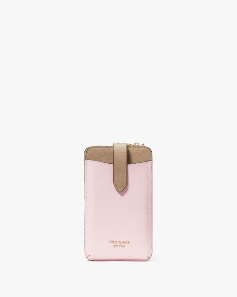 Kate Spade,Morgan North South Crossbody,Leather,Twill,Crossbody,Color Block,Chain Detail,Logo,Metal,Stripe,Scratch Resista...,Pink