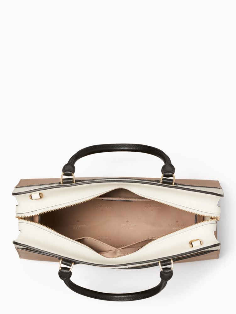 Kate Spade,Madison Large Satchel,Leather,Satchel,Logo,Metal,Color Block,Lined,Work,