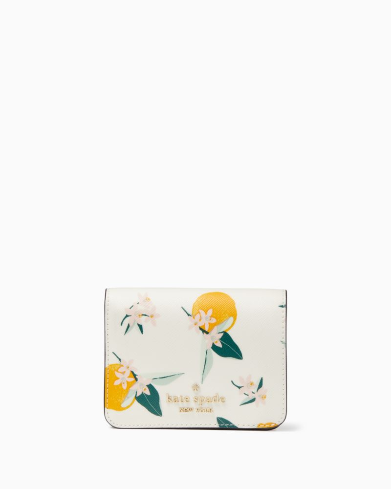 Kate Spade,マディソン オレンジ トス プリント スモール バイフォールド ウォレット,財布小物,クリームマルチ