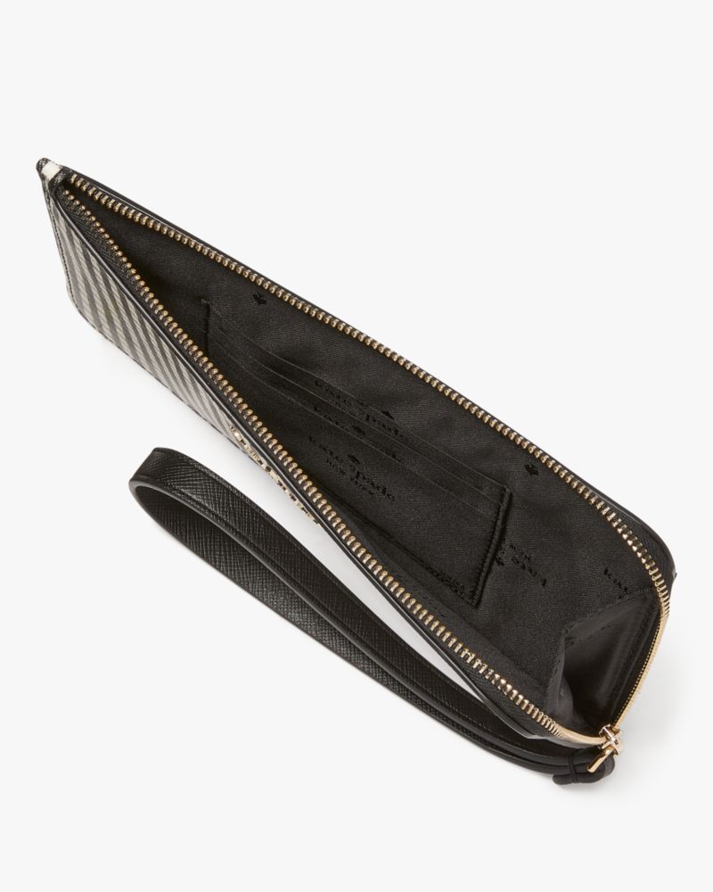 Kate Spade,Lucy Jazzy Gingham Printed Medium L-zip Wristlet,