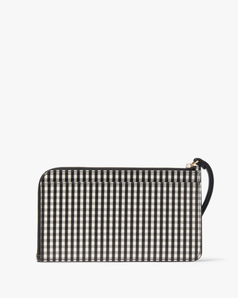 Kate Spade,Lucy Jazzy Gingham Printed Medium L-zip Wristlet,