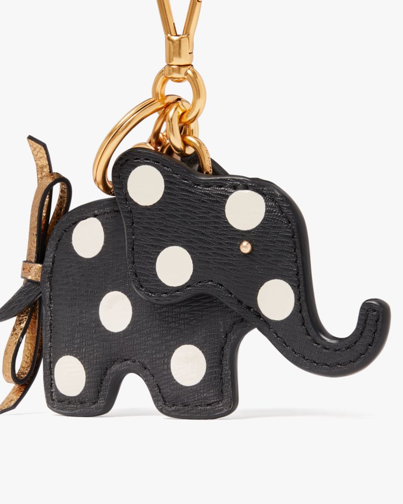 Kate Spade,Ellie Polka Dot Elephant Key Fob,Black Multi