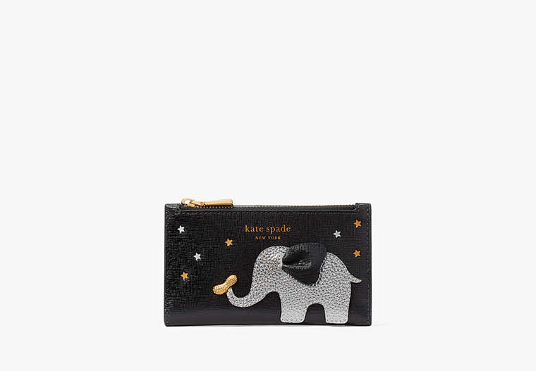 Kate Spade,Ellie Embellished Small Slim Bifold Wallet,Black Multi