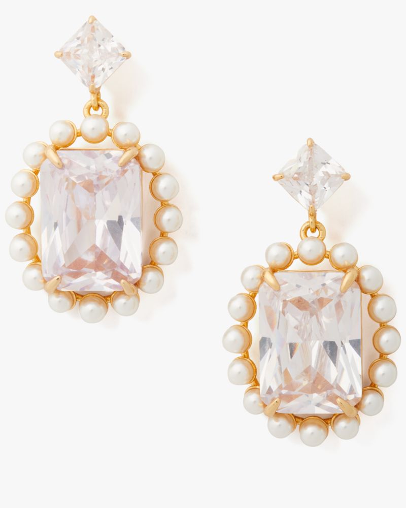 Kate Spade,Victoria Drop Earrings,Clear/Gold