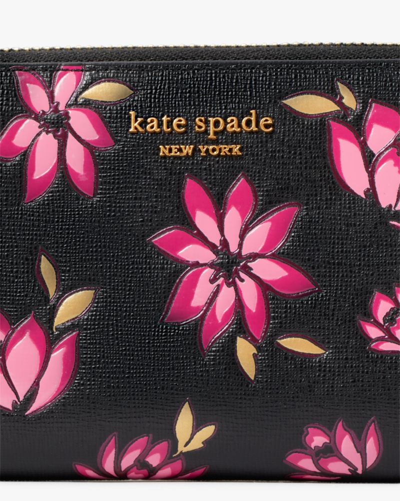 Kate Spade New York Morgan Painterly Houndstooth Embossed Saffiano Leather  Small Slim Bifold Wallet