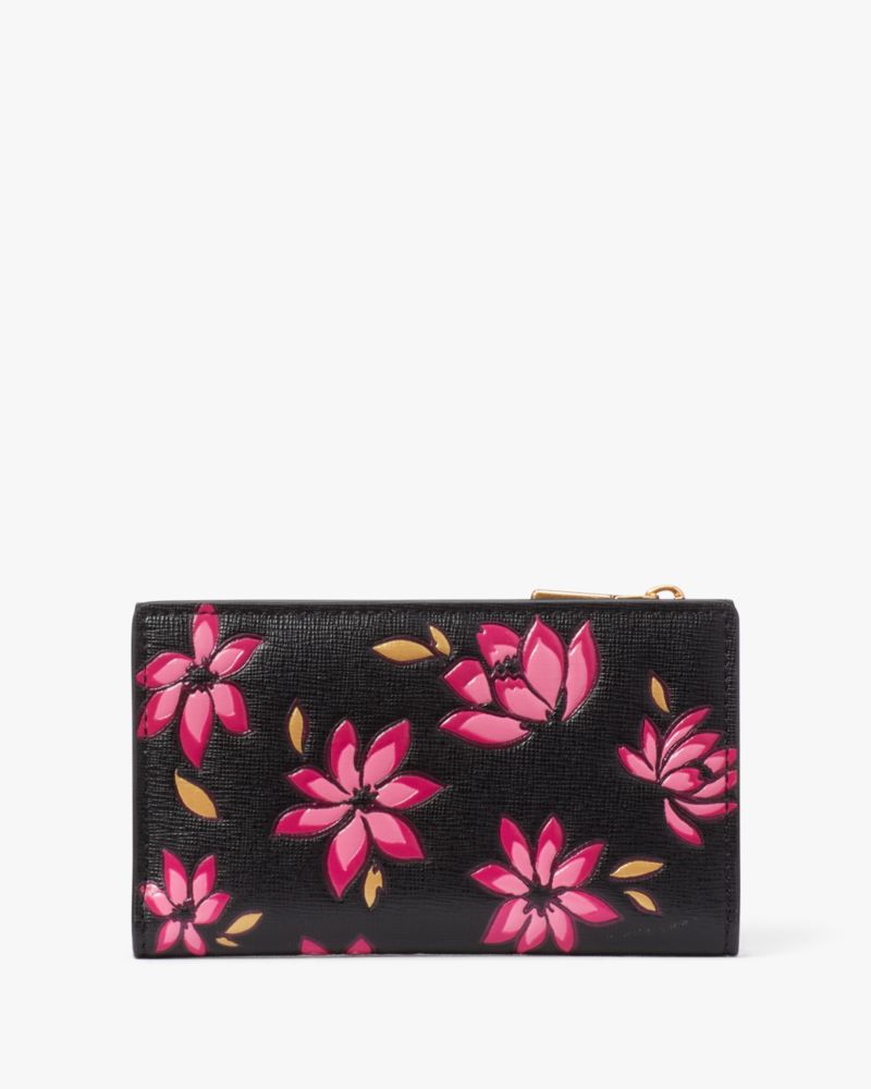 Kate Spade,Morgan Winter Blooms Embossed Small Slim Bifold Wallet,