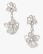 Kate Spade,Precious Bloom Double Drop Earrings,Clear/Silver