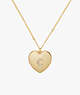 Kate Spade,C Heart Letter Locket Necklace,Clear/Gold