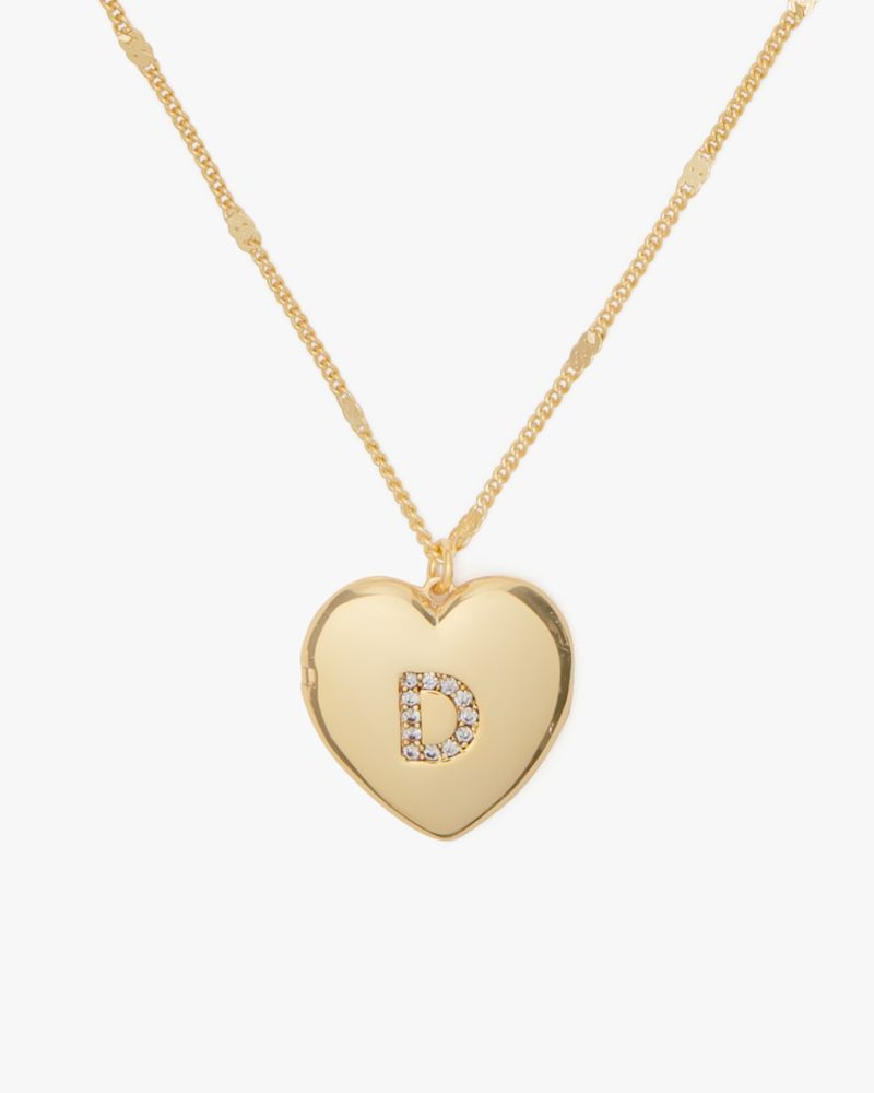 Kate Spade,D Heart Letter Locket Necklace,