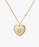 Kate Spade,D Heart Letter Locket Necklace,Clear/Gold