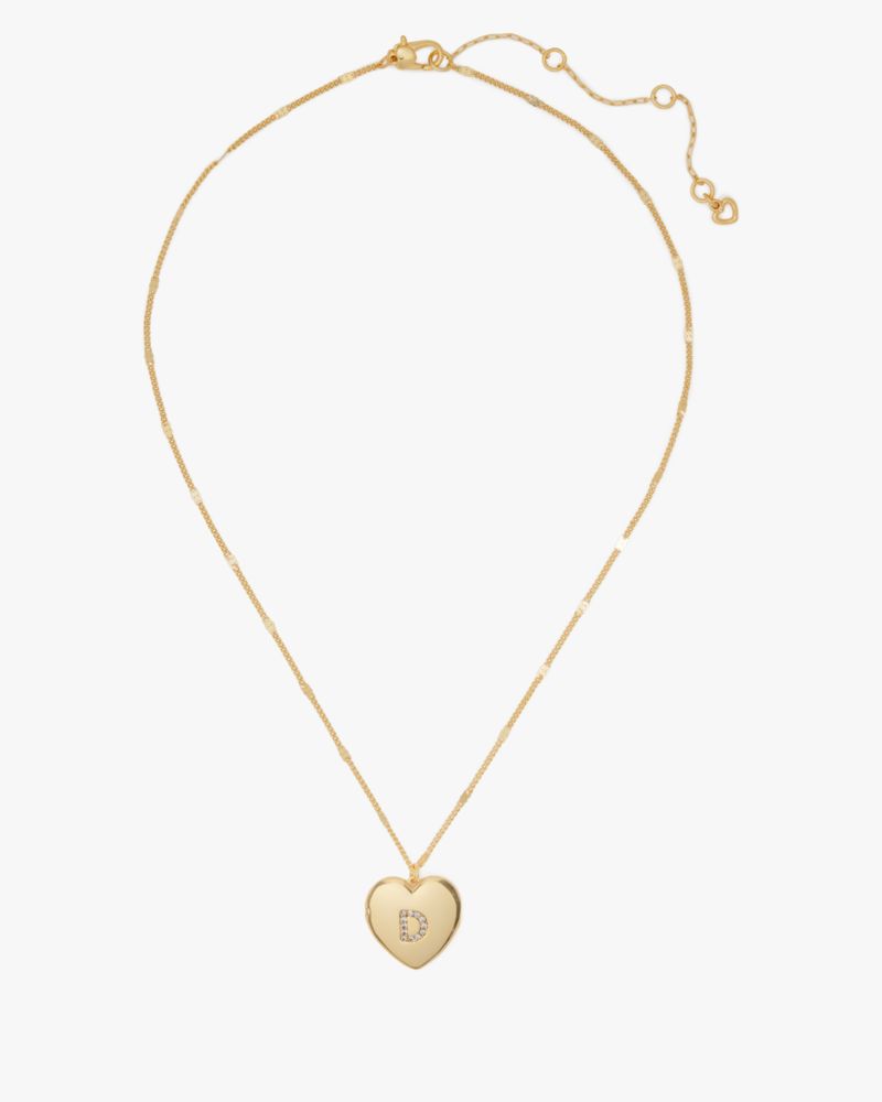 D Heart Letter Locket Necklace