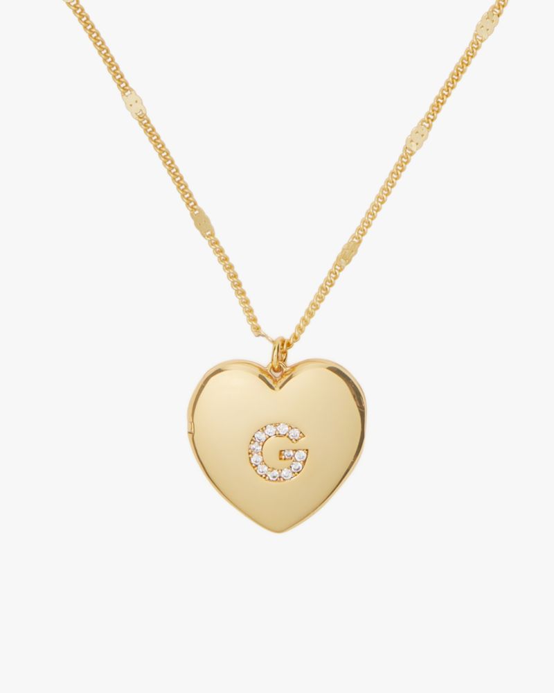 Kate Spade,G Heart Letter Locket Necklace,