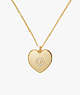 Kate Spade,G Heart Letter Locket Necklace,Clear/Gold