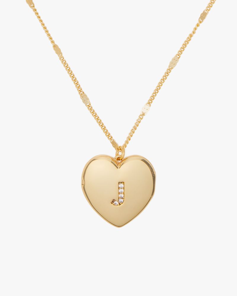 Kate Spade,J Heart Letter Locket Necklace,