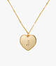 Kate Spade,J Heart Letter Locket Necklace,Clear/Gold